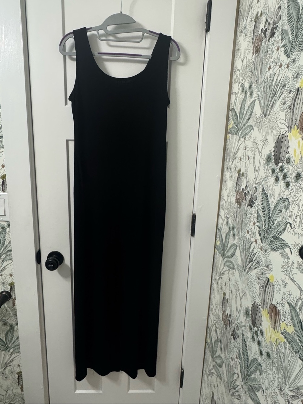 Alex Evenings Dress Womens Black Solid Ribbed Maxi‎ Sleeveless Formal Petite